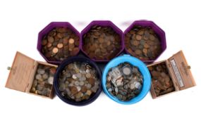 A large collection of worldwide coins. Mainly 20th century noting a large quantity of pennies etc.