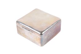 A silver Mappin & Webb cigarette box. On a wooden body, undecorated, hallmarks for London 1909. H4.