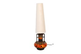 Mid-century West German 'fat lava' ceramic table lamp and shade.