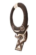African tribal carved buffalo head with horns mask.