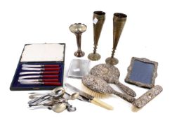 A small group of silver and silver plated items.
