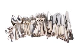 Unused modern English silver plated cutlery:24 table knives 24cm and 12 cheese knives 21.