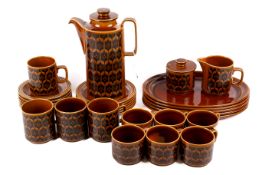 A Hornsea Pottery Heirloom brown circa 1970s coffee set.