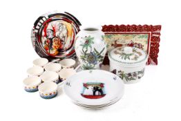 A group of mixed contemporary ceramic items.