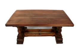 A William Sheppee hardwood contemporary rectangular coffee table. On six pillars to feet, H47cm.