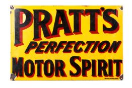 'Pratt's Perfection' yellow enamel advertising sign.