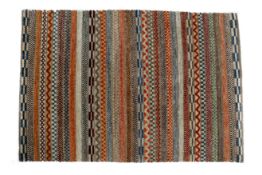 A contemporary handmade Afghan woollen rug. With geometric striped design.