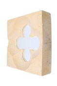A substantially framed in stone quatrefoil shaped wall mirror. H39cm x W38cm x D9.