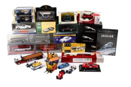 An assortment of diecast vehicles.