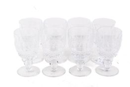 A set of eight Waterford crystal port glasses.