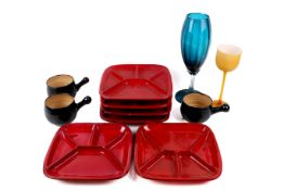 A collection of mid-century ceramic and glass items.