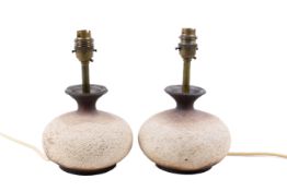 Waistel Cooper (1921 - 2003) a pair of studio art pottery textured table lamps.
