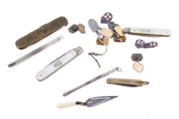 Selection of silver, white metal and collectables including penknives.