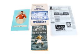 A collection of Stanley Matthews related football ephemera.