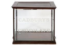 A late 19th early 20th century Cadbury's Chocolate countertop glass display cabinet.