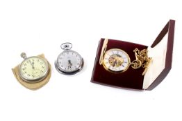 Three vintage and contemporary pocket watches.