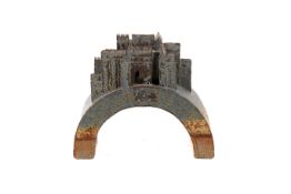 Bryan Newman (1935-2019) for Aller Pottery, a stoneware sculpture of a town on a bridge.