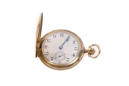 A hunter gold-filled cased pocket watch.