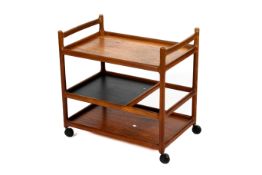 Danish mid-century teak bar tea trolley by Johannes Anderson for Silkeborg.