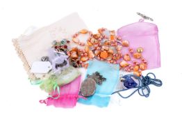 A small collection of assorted costume jewellery and some silver.