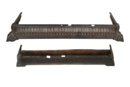Two cast iron fire kerbs. With pierced detail and swag decoration, W104cm.