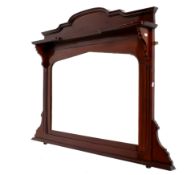 An Edwardian mahogany framed overmantel mirror.