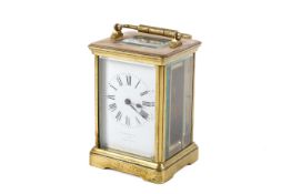 A French brass five glass carriage clock. Retailed by 'Benetfink & Co., London.