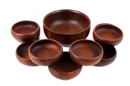 A set of ten mid-century Galatix Burma Teak bowls.