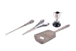 A small collection of vintage silver, mostly for the dressing table.