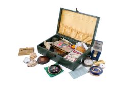 A green box full of collectables.