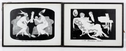 Pair of circa 1920s Rilette 'De Reszke' tobacco advertising prints. 33cm x 24cm.