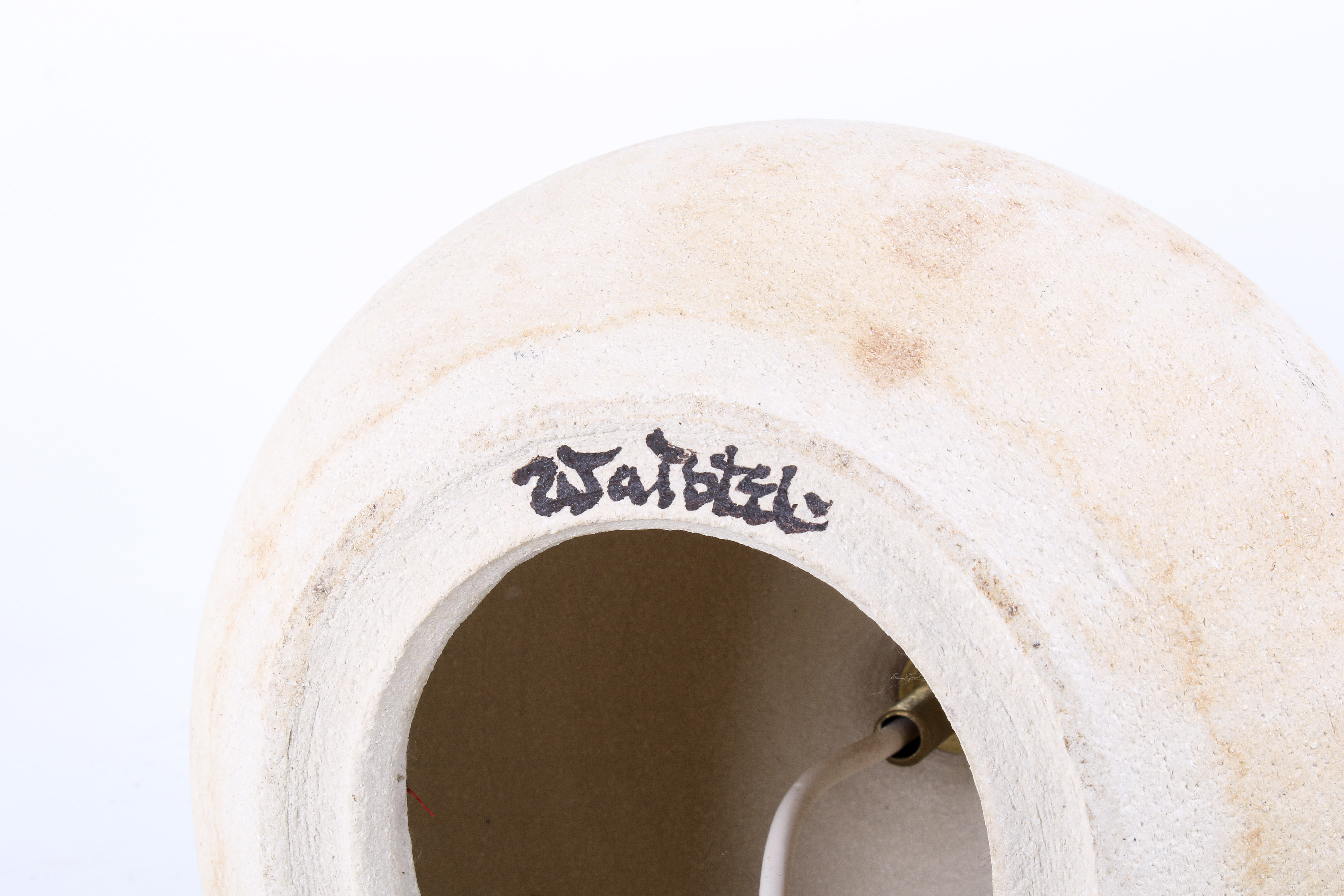 Waistel Cooper (1921 - 2003) studio art pottery textured table lamp base. - Image 2 of 2