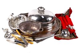 An assortment of silver plate.