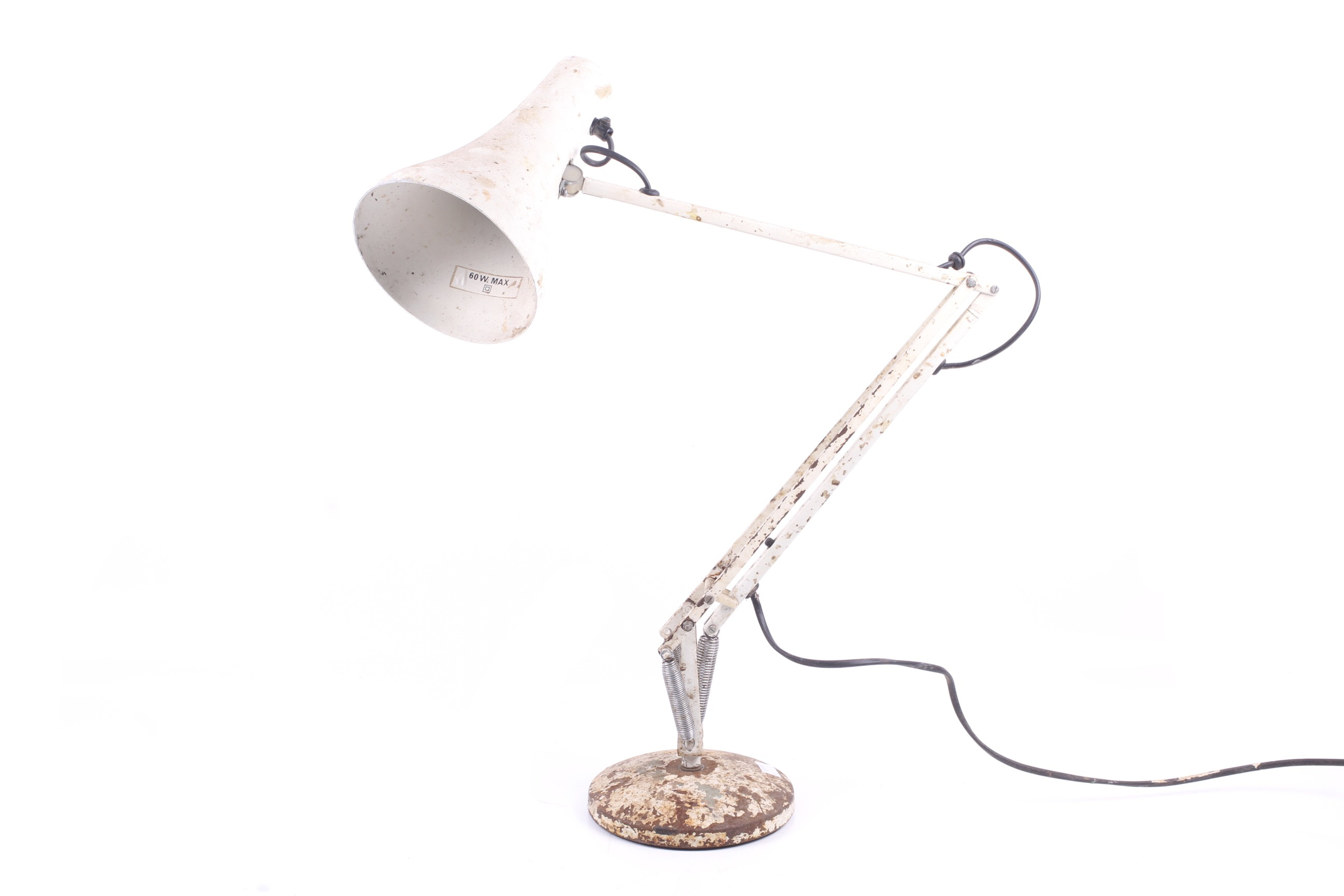 A mid-century Herbert Terry model '90' anglepoise desk lamp with round base.