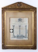 A Masonic certificate dated 1911. Mounted in a gilt frame and glazed, H74cm x W55cm.