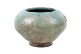 William Crumbleholme studio art pottery turquoise glazed bowl. Impressed monogram to side.