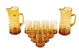 A twelve piece glass lemonade set.