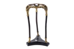 Brass mounted trefoil marble based stand. Having cast swan decoration.