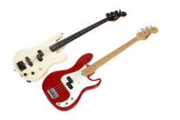 Two electric brass guitars. Consisting of an 'Axe' and a 'Marlin by Hohner' #934943.
