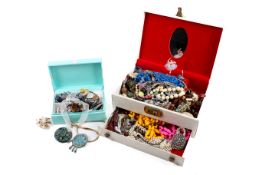 Two boxes of mixed costume jewellery.