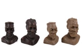 Two bronze sculptures modelled as 'Old African Man'. With their ceramic maquettes.