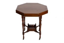 A mahogany octagonal table.