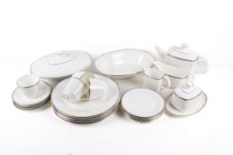 A 26 piece Royal Doulton Platinum Concord H 5048 white with silver rim tea service.