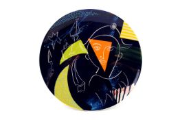 Jean-Paul Landreau (France, 1953) incised signed ceramic studio art charger / wall hanging.