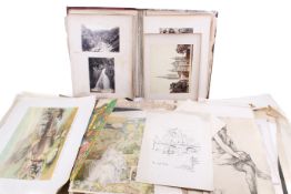 A large assortment of Victorian and later paintings and prints.