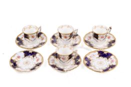 Four 19th century Coalport China cups and six saucers.