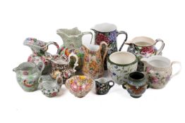 A collection of mostly 19th century transfer printed ceramics. Including Spode New Faience jug, etc.