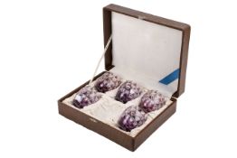 A box set of five vintage lilac cut glass tumblers.