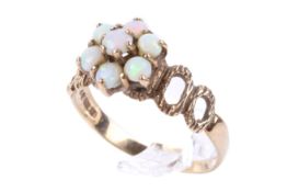 A 9ct gold opal cluster ring.