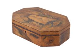 A 19th century trinket box with pen work decoration.